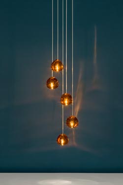 Mizu suspension 5 lumières en cristal cognac - Suspension by Terzani