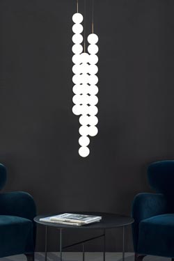 <br/>Abacus triple pendant in white glass and satin brass - Pendants by Terzani