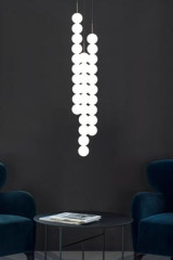 <br/>Abacus triple pendant in white glass and satin brass - Pendants by Terzani
