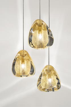 Mizu three-light golden crystal pendant - Pendants by Terzani
