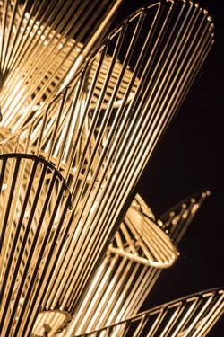 Moiré draped  pendant  with gilded metal grids