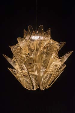 Moiré draped  pendant  with gilded metal grids - Pendants by Terzani