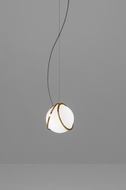 Pug pendant in polished brass and white satin glass - Pendants by Terzani