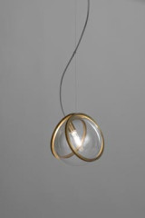 Pug suspension une lumière en laiton et verre transparent - Suspension by Terzani