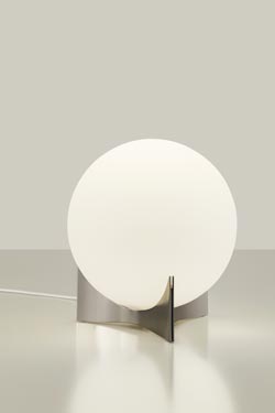 Oscar white glass globe table lamp with brushed nickel base