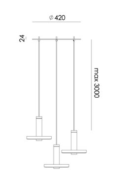 Beads suspension noire ronde 3 lumières