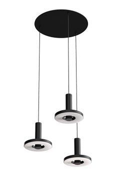 Beads suspension noire ronde 3 lumières - Suspension by Tonone