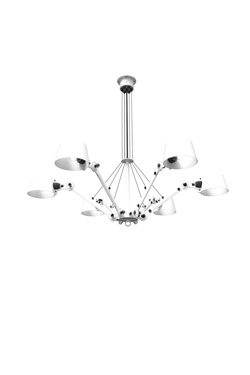 Pure white Bolt chandelier with 6 branches - Chandeliers by Tonone