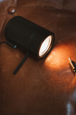 One black wireless spotlight