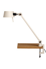 Large Bolt Desk lamp with one arm only, and a vice clamp. Creme white. - Desk lamps by Tonone