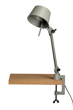 Small Bolt Desk lamp with one arm only, and a vice clamp. Khaki - Desk lamps by Tonone