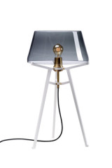 Ella lampe de table, avec abat-jour en verre fumé sur trépied blanc - Lampe de table by Tonone
