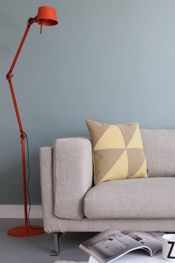 Large orange floorlamp workshop style in steel