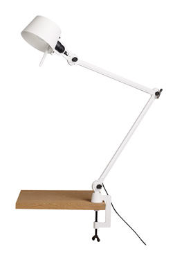 Lampe de bureau blanche style industriel Bolt Desk sur une pince étau - Lampe de bureau by Tonone