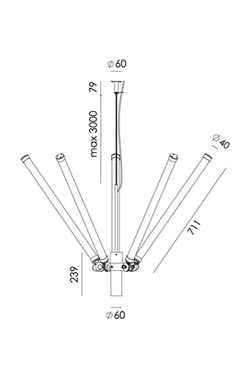 Mr Tubes white pendant 5 LED lights tubes