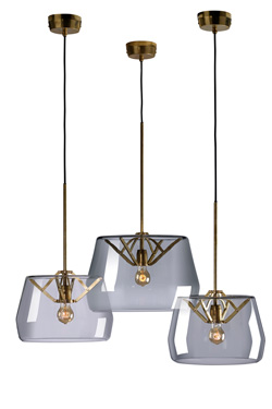 Small Atlas pendant lamp, with smocked glass shade