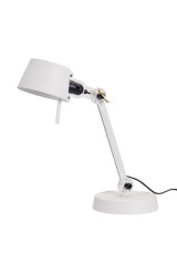 Petite lampe de bureau blanche Bolt Desk esprit atelier en acier grainé sur socle acier - Lampe de bureau by Tonone