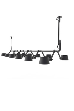 Suspension longue noire mat à 12 lumières