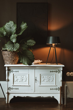 Bella black tripod table lamp