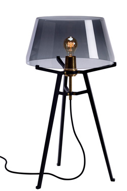 Ella table lamp, with lightly smoked glass shade on black tripod - Table lamps by Tonone