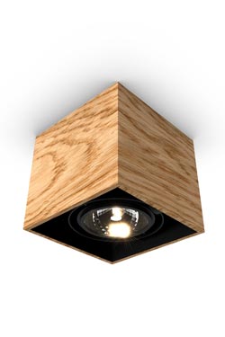 Mini spot 1 light oak cube 11x11cm