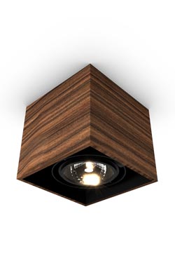 Mini spot 1 light rosewood cube 11x11cm