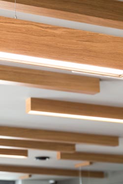 WoodLED Linus rectangular oak ceiling lamp 160cm