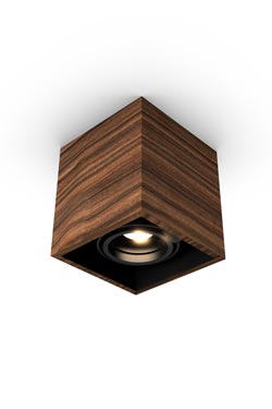 Mini spot 1 lumière cube en bois de rose 11x11cm - Plafonnier by Trilum