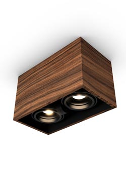 Mini spot 2 lumières en bois de rose 22x12cm - Plafonnier by Trilum
