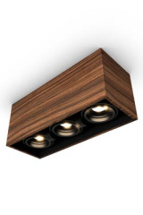 Mini spot 3 lumières en bois de rose 32x12cm - Plafonnier by Trilum
