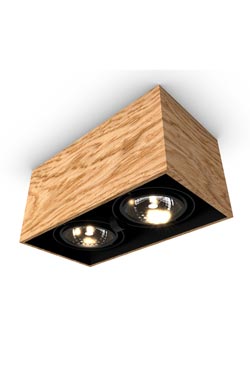 Mini spot 2 lumières en chêne 22x12cm