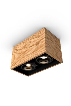 Mini spot 2 lumières en chêne 22x12cm - Plafonnier by Trilum