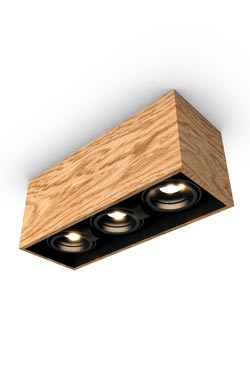 Mini spot 3 lumières en chêne 32x12cm - Plafonnier by Trilum
