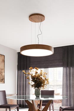 WoodLED round oak pendant 90cm