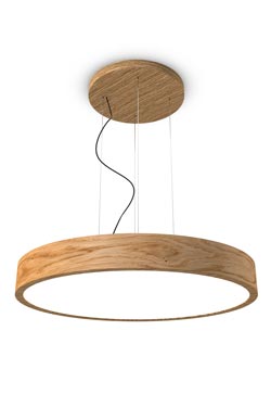 WoodLED round oak pendant 90cm - Pendants by Trilum