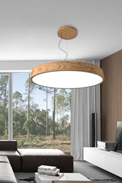 WoodLED suspension ronde en chêne 120cm