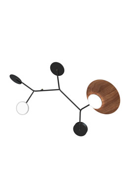 Ballon Wall5 applique orientable noire et noyer - Applique by TUNTO