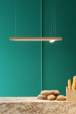 LED40 contemporary L-shaped pendant lamp