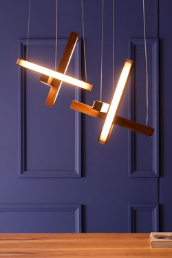 LED40 pendant light in crossed walnut wood