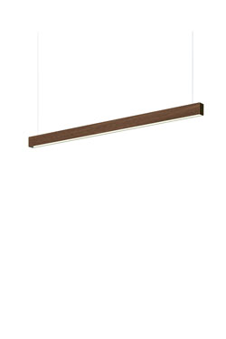 Square linear pendant lamp in walnut 104cm