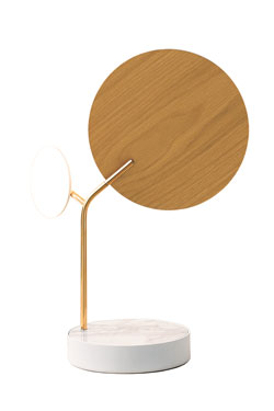 Ballon table lamp oak and white steel