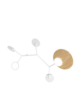 Ballon Wall5 integrated LED wall light in white and oak - Wall lights by TUNTO