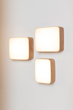 Cube small rectangular wooden wall light 