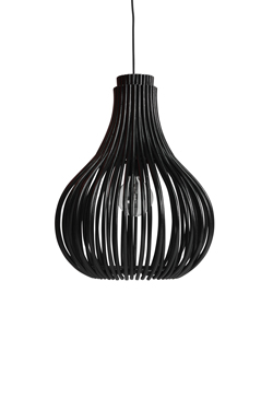 Bulb suspension en rotin noir forme ampoule - Suspension by Vincent Sheppard