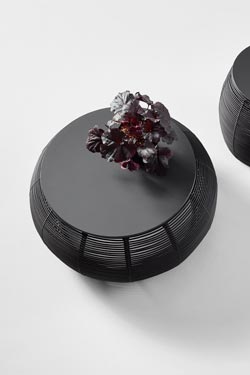 Ivo end table in black rattan