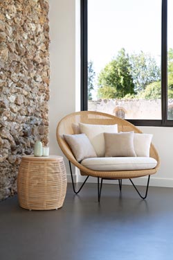 Vivi end table in natural rattan