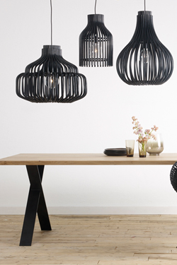 Endless pendant lamp in black rattan