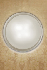 Pod ceiling lamp or wall light Murano glass disc clear and frosted white 43cm - Ceiling lights by Vistosi