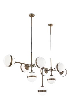 Large chandelier with glass ball and antique brass structure Peggy - Chandeliers by Vistosi