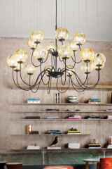 Puppet 18-lights amber glass chandelier - Chandeliers by Vistosi